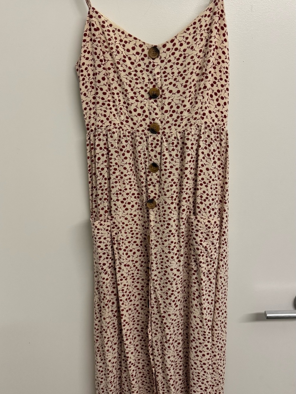 Women's Beige Floral Button-Front Maxi Skirt